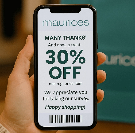 discount coupon of maurice's survey